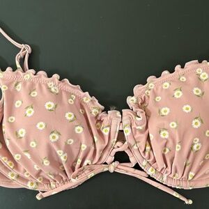 Pink Blush Floral Underwire Size L Bikini Top Adjustable Shoulder Straps New